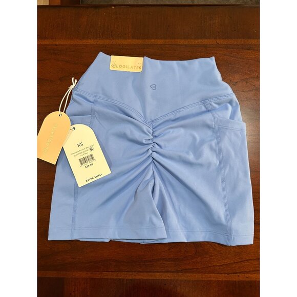 NEW Women's XS Blogilates Crisscross Scrunch Bike Shorts XS Cool Blue - Picture 2 of 3